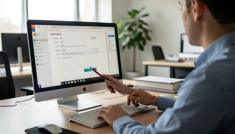 Un bon de commande et des factures alignés sur un bureau de comptabilité